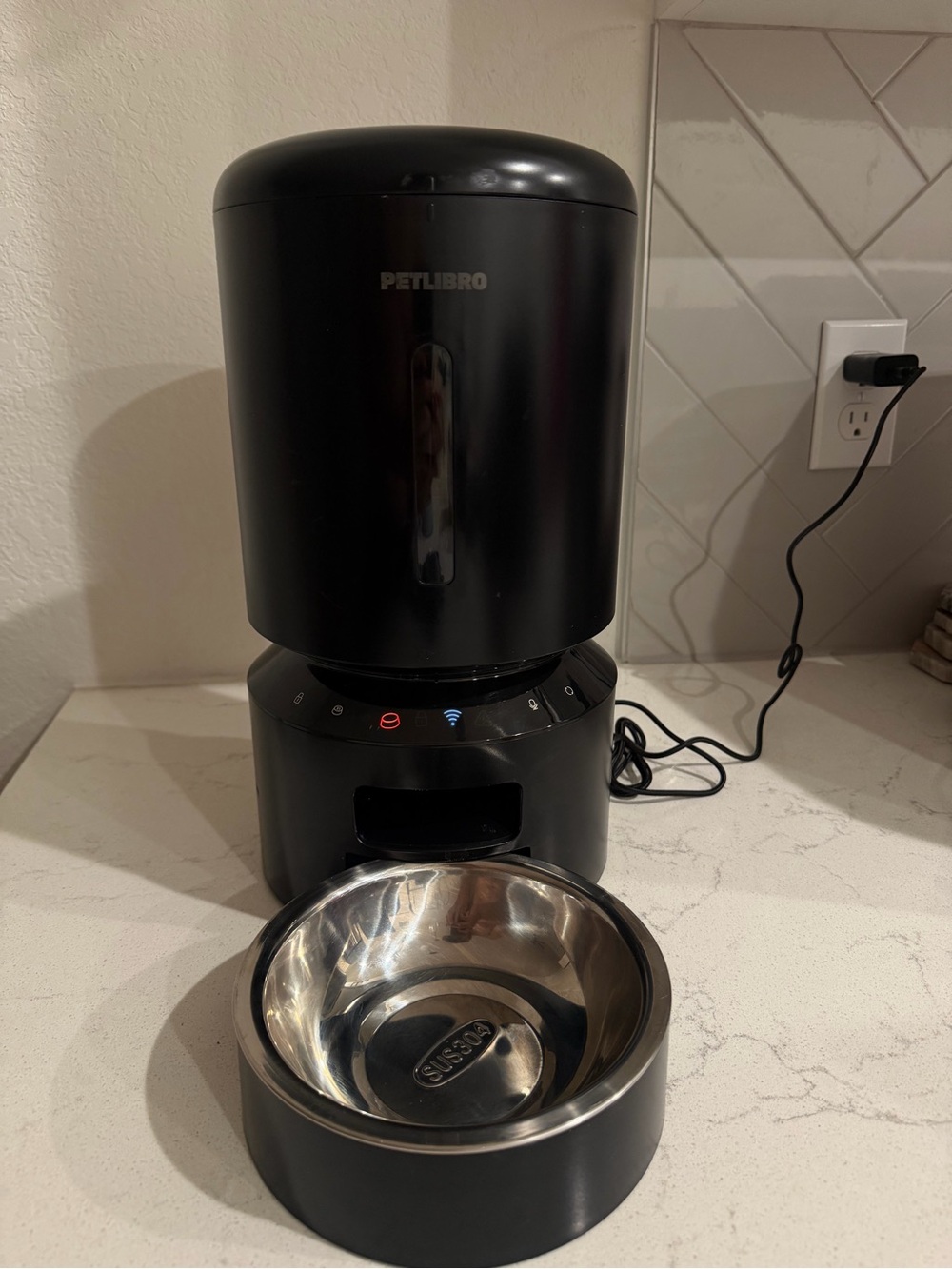 PETLIBRO PLAF103 Wi-Fi Automatic Pet Feeder, Stainless Bowl, Black/Silver